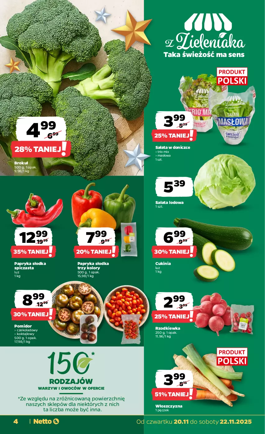 Gazetka promocyjna Netto - Od Czwartku - ważna 20.11 do 22.11.2025 - strona 4 - produkty: Masło, Papryka, Papryka słodka, Rzodkiewka, Sałat, Sałata lodowa