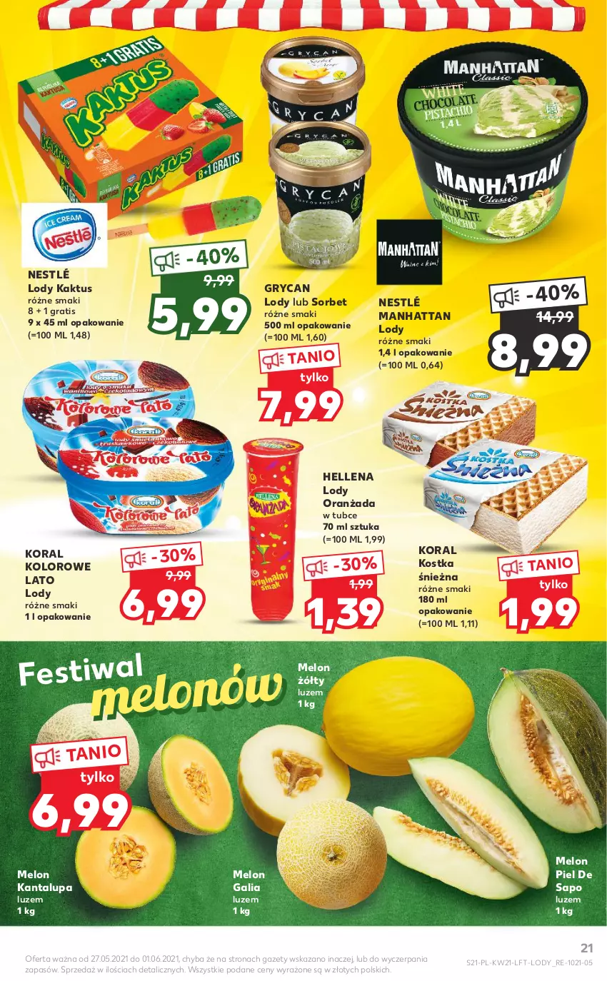 Gazetka promocyjna Kaufland - OFERTA TYGODNIA - ważna 27.05 do 01.06.2021 - strona 21 - produkty: Gra, Gry, Hellena, Kaktus, Lody, Melon, Nestlé, Oranżada