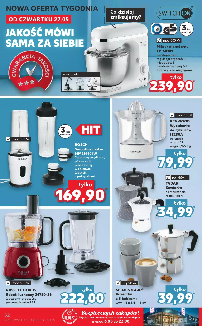 Gazetka promocyjna Kaufland - OFERTA TYGODNIA - ważna 27.05 do 01.06.2021 - strona 52 - produkty: Bosch, Kawiarka, Mikser, Piec, Pojemnik, Robot, Ser, Smoothie, Sok, Tera, Top, Waga, Wyciskarka