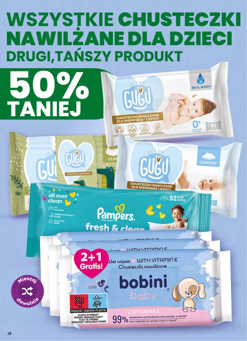 Gazetka promocyjna Dino - Gazetka 42 / 2026 - ważna 14.10 do 20.10.2026 - strona 18 - produkty: Chusteczki, Chusteczki nawilzane, Dzieci, Gin, Pampers, Tarta