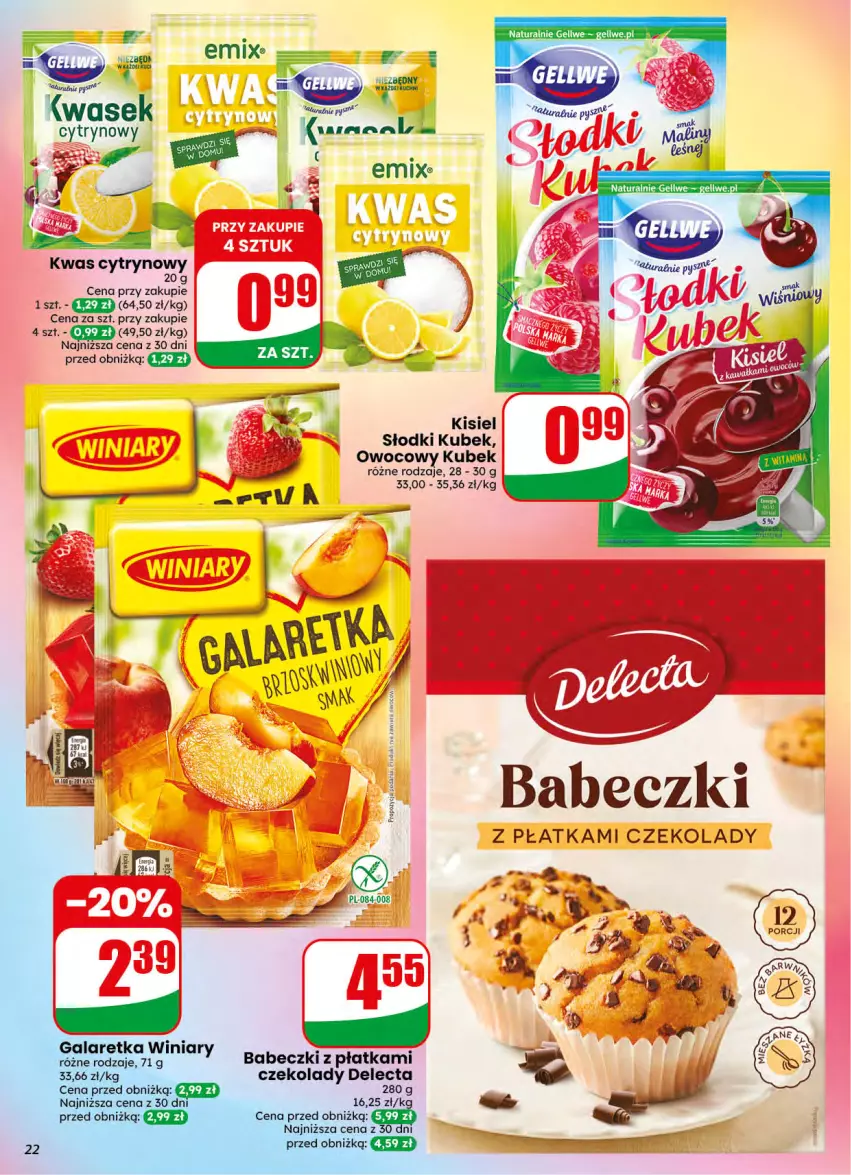 Gazetka promocyjna Dino - Gazetka 42 / 2026 - ważna 14.10 do 20.10.2026 - strona 22 - produkty: Babeczki, Delecta, Gala, Kisiel, Kubek, Kwas cytrynowy