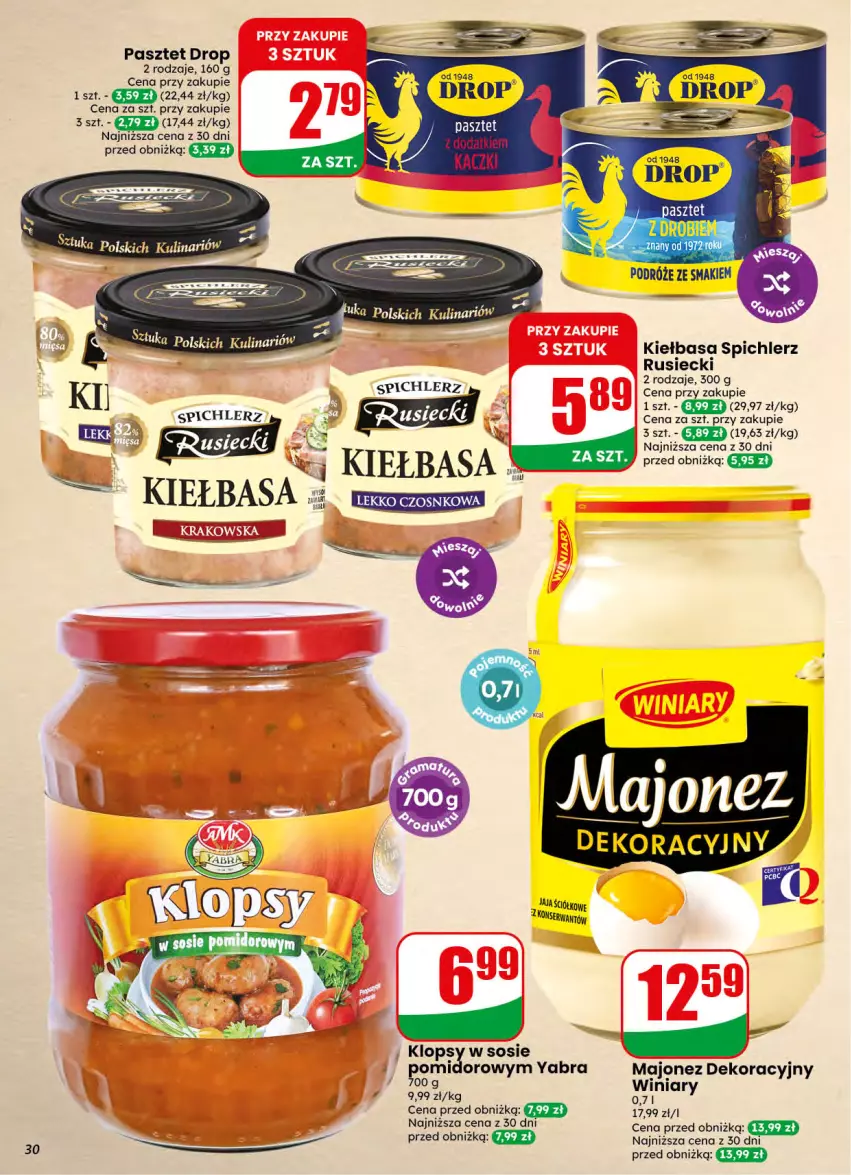 Gazetka promocyjna Dino - Gazetka 42 / 2026 - ważna 14.10 do 20.10.2026 - strona 30 - produkty: Kiełbasa, Majonez, Pasztet, Sos, Spichlerz Rusiecki, Winiary