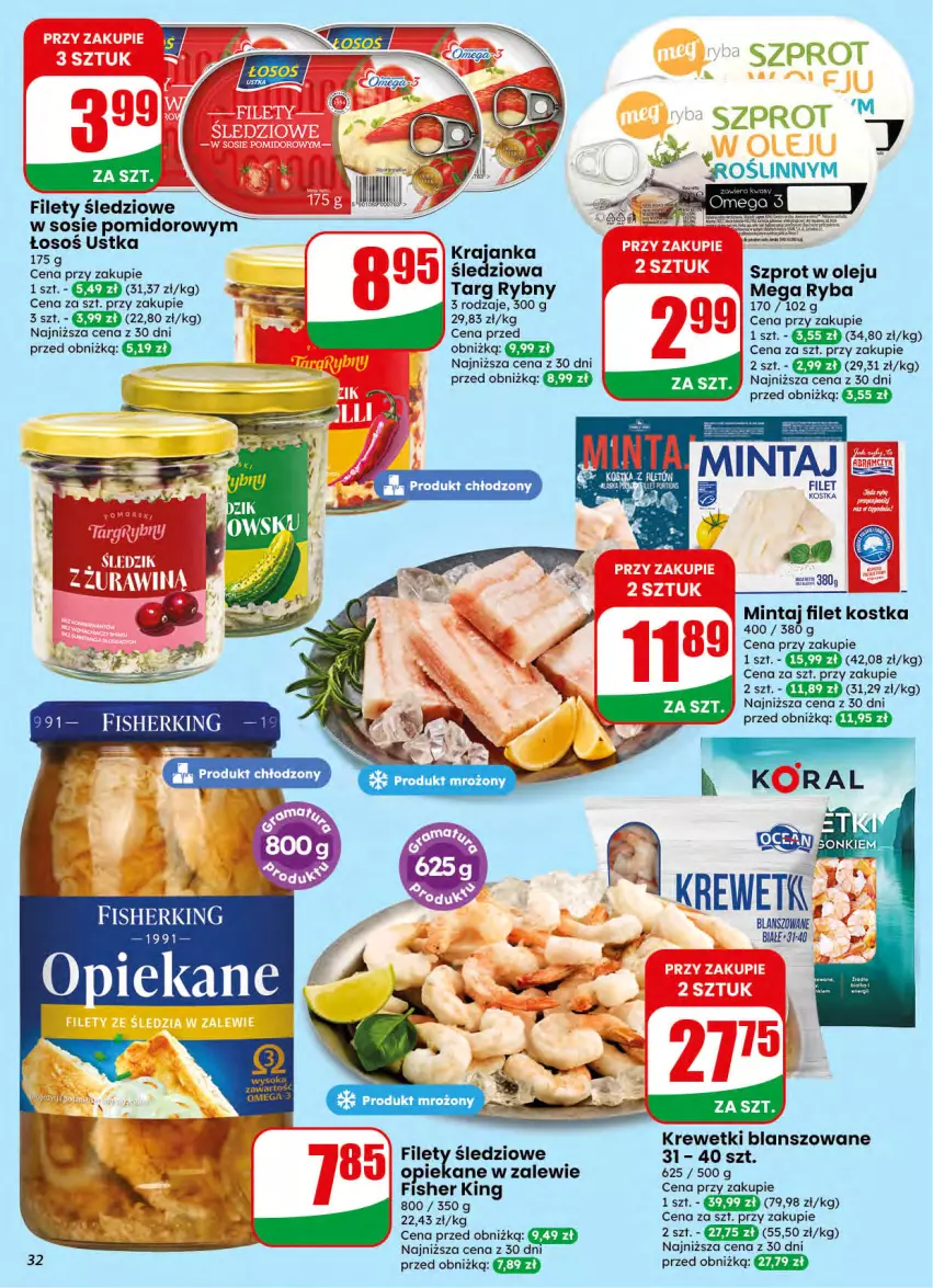 Gazetka promocyjna Dino - Gazetka 42 / 2026 - ważna 14.10 do 20.10.2026 - strona 32 - produkty: Krewetki, Mintaj, Olej, Ryba, Sos, Szprot