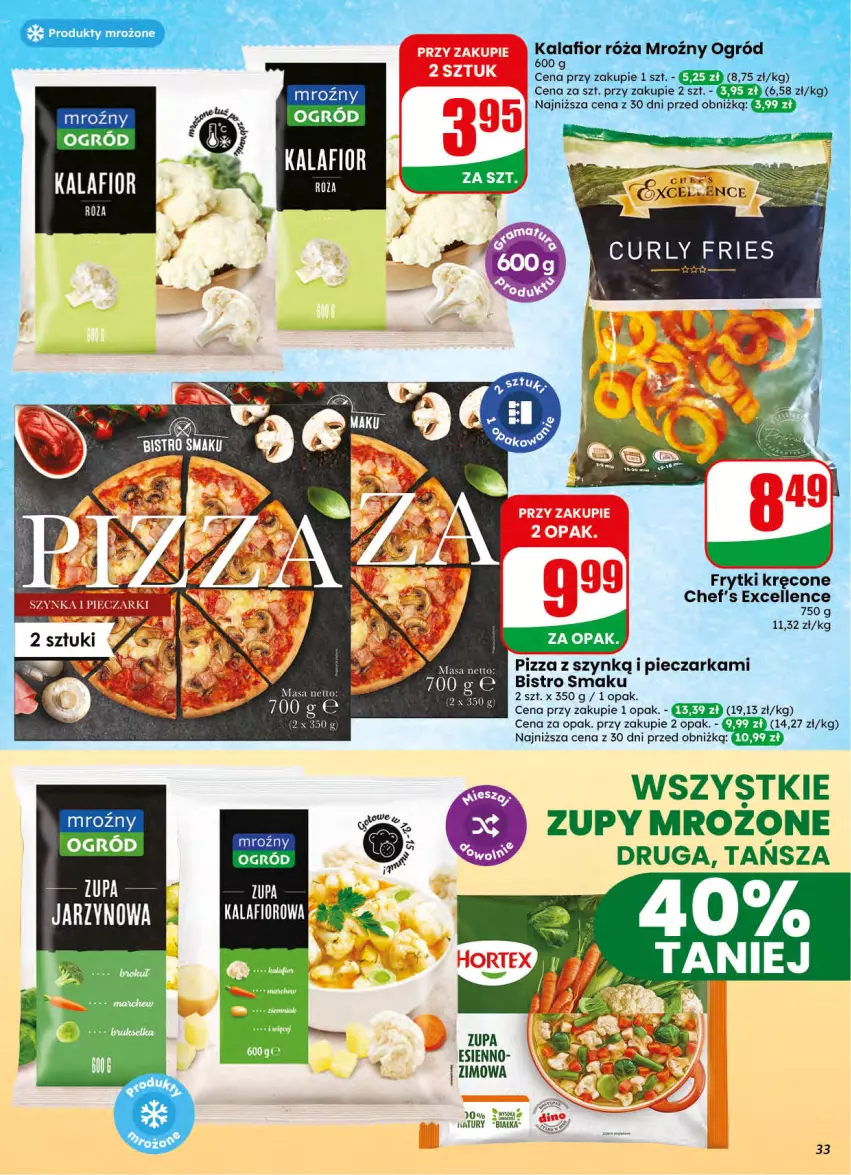 Gazetka promocyjna Dino - Gazetka 42 / 2026 - ważna 14.10 do 20.10.2026 - strona 33 - produkty: Frytki, Kalafior, Ogród, Piec, Pieczarka, Pizza, Róża