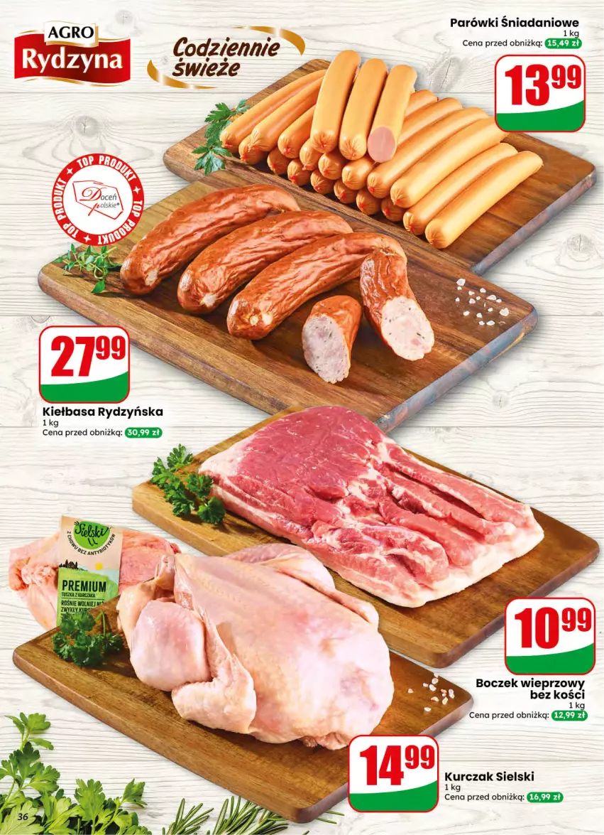 Gazetka promocyjna Dino - Gazetka 42 / 2026 - ważna 14.10 do 20.10.2026 - strona 36 - produkty: Boczek, Boczek wieprzowy, Danio, Kiełbasa, Kurczak, Parówki