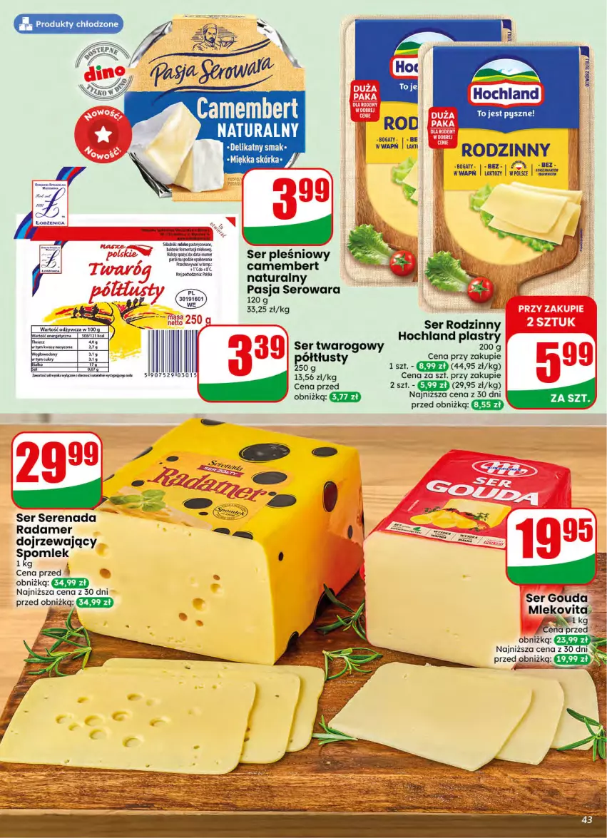 Gazetka promocyjna Dino - Gazetka 42 / 2026 - ważna 14.10 do 20.10.2026 - strona 43 - produkty: Camembert, Gouda, Hochland, Radamer, Ser, Ser pleśniowy