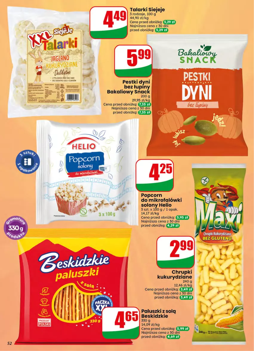Gazetka promocyjna Dino - Gazetka 42 / 2026 - ważna 14.10 do 20.10.2026 - strona 52 - produkty: Beskidzki, Chrupki, Fa, Helio, Pestki dyni, Popcorn