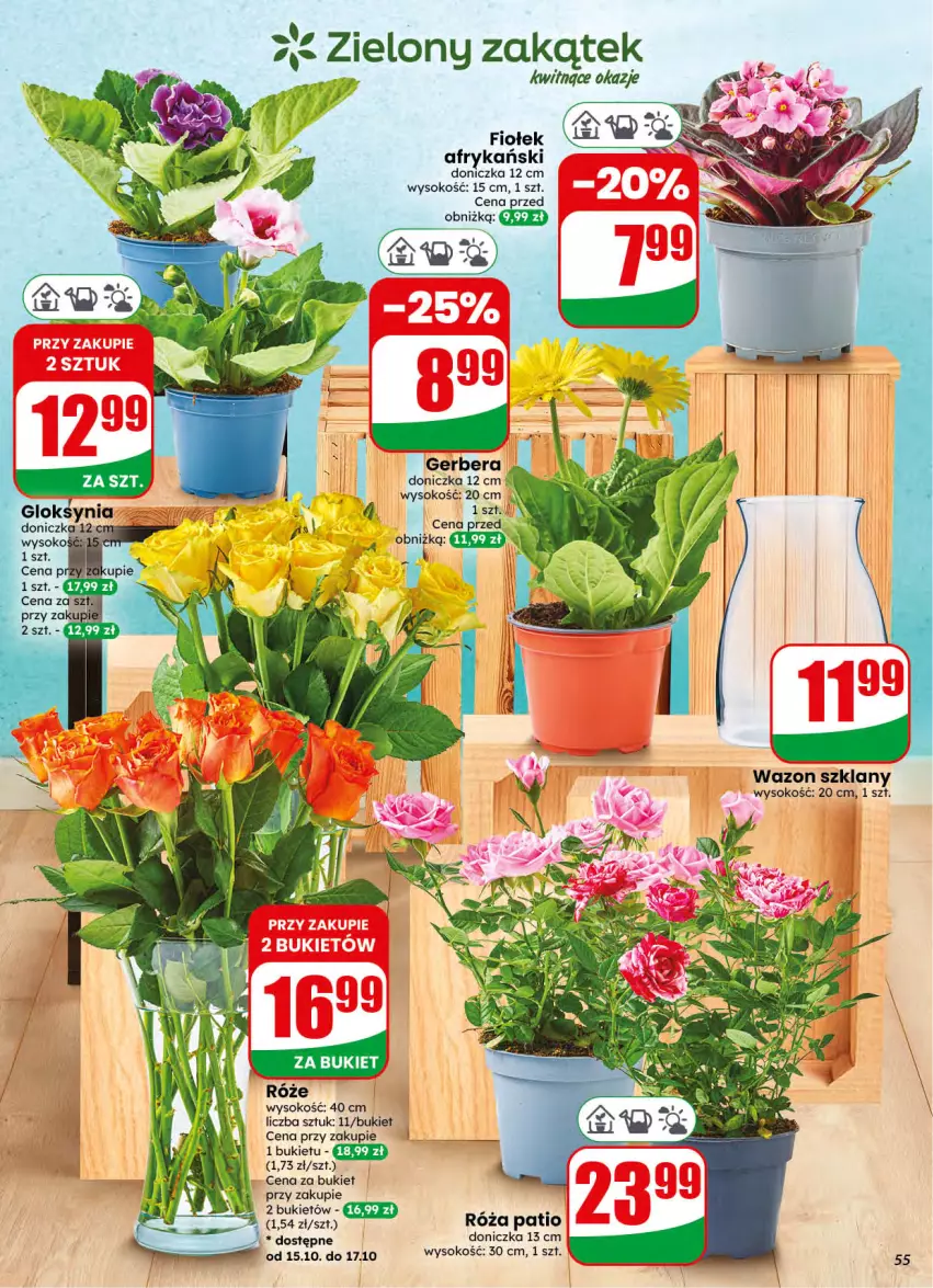Gazetka promocyjna Dino - Gazetka 42 / 2026 - ważna 14.10 do 20.10.2026 - strona 55 - produkty: Bukiet, Róża, Sok, Wazon