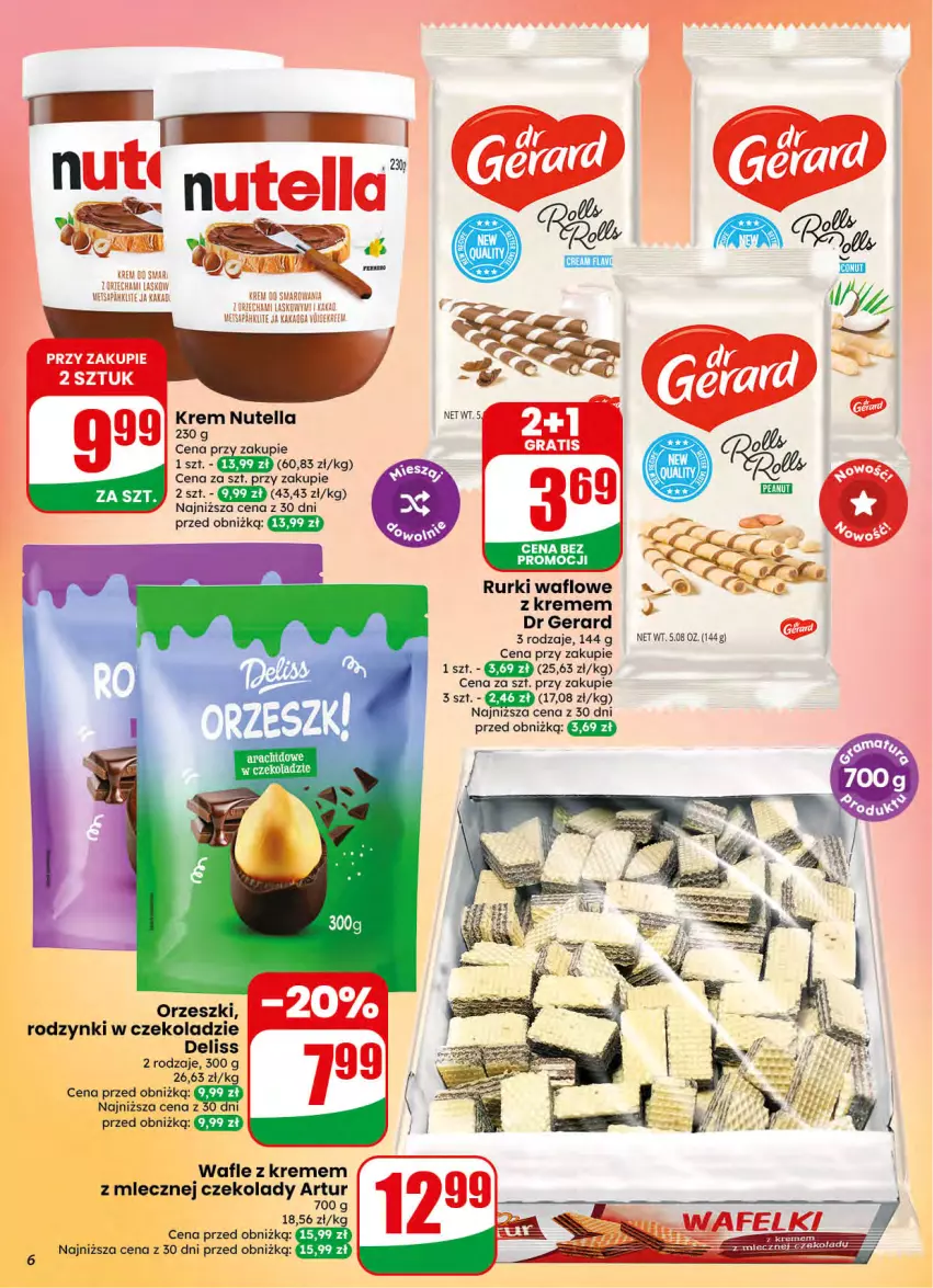 Gazetka promocyjna Dino - Gazetka 42 / 2026 - ważna 14.10 do 20.10.2026 - strona 6 - produkty: Artur, Deliss, Dr Gerard, Miecz, Nutella, Orzeszki, Rodzynki, Rurki, Wafle