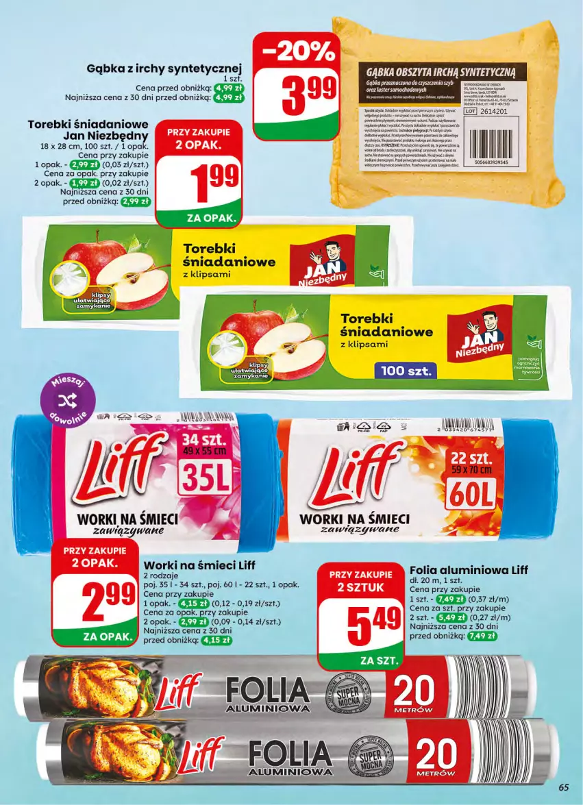 Gazetka promocyjna Dino - Gazetka 42 / 2026 - ważna 14.10 do 20.10.2026 - strona 65 - produkty: Danio, Folia aluminiowa, Jan Niezbędny, LG, Worki na śmiec, Worki na śmieci