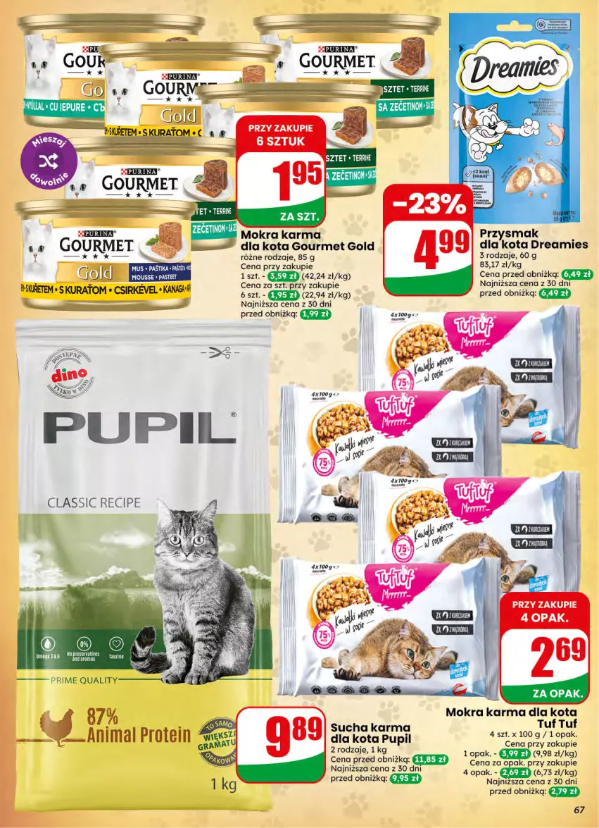 Gazetka promocyjna Dino - Gazetka 42 / 2026 - ważna 14.10 do 20.10.2026 - strona 67 - produkty: Gourmet Gold, Mokra karma, Mus, Olej, Pur, Purina, Sucha karma