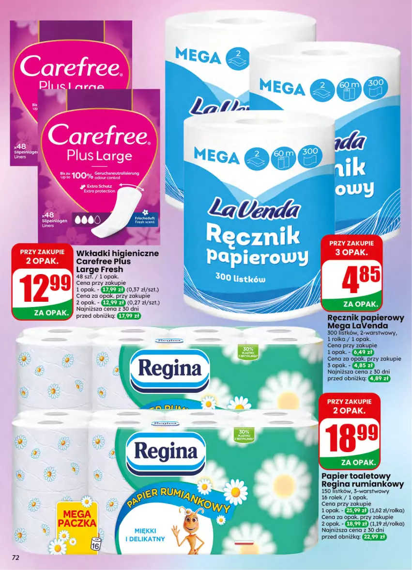 Gazetka promocyjna Dino - Gazetka 42 / 2026 - ważna 14.10 do 20.10.2026 - strona 72 - produkty: Carefree, Gin, Papier, Papier toaletowy, Ręcznik, Rum, Wkładki