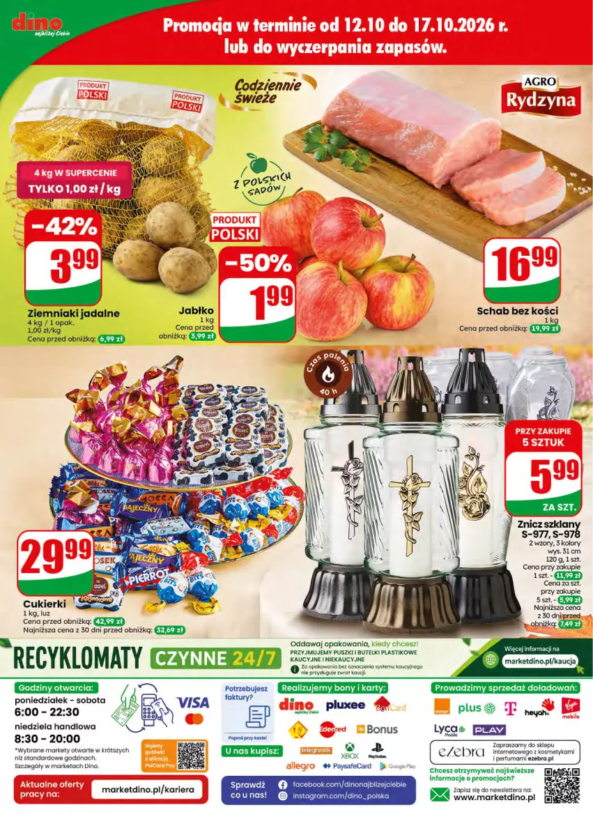 Gazetka promocyjna Dino - Gazetka 42 / 2026 - ważna 14.10 do 20.10.2026 - strona 75 - produkty: Cukier, Cukierki, Fa, Gra, JBL, Perfum, Schab bez kości, Tera, Ziemniaki, Znicz