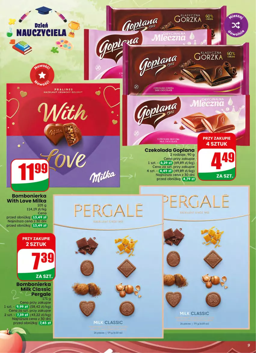 Gazetka promocyjna Dino - Gazetka 42 / 2026 - ważna 14.10 do 20.10.2026 - strona 9 - produkty: Czekolada, Czekolada gorzka, Goplana, LANA, Milka, Piec