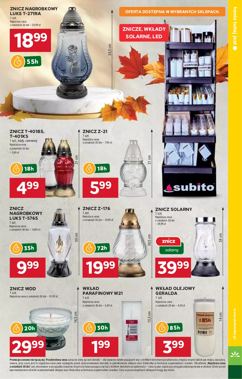 Gazetka promocyjna Stokrotka - Supermarket - ważna 18.09 do 24.09.2025 - strona 41 - produkty: Mięso, Olej, Owoce, Warzywa, Wkład olejowy, Znicz