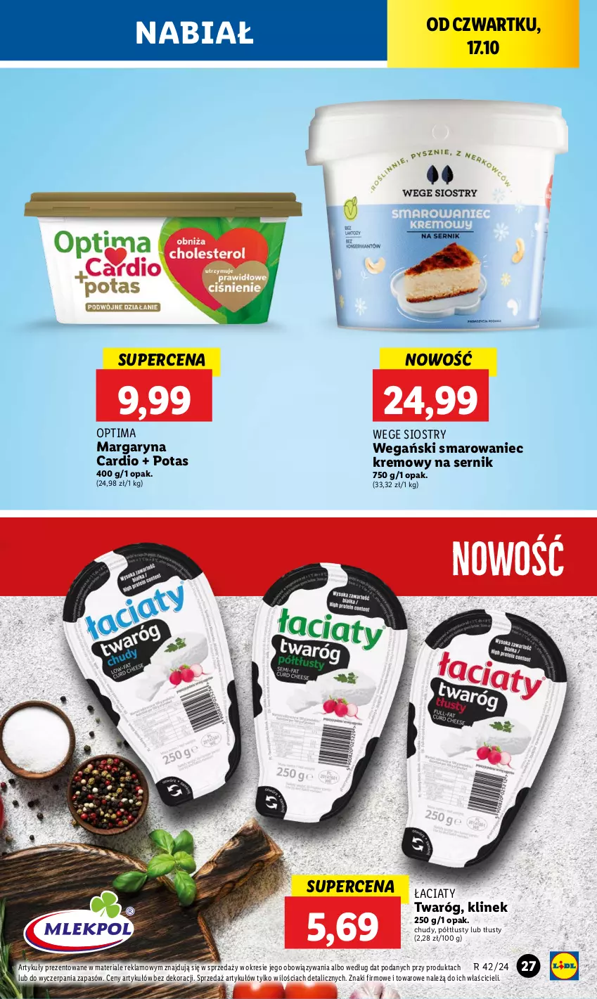 Gazetka promocyjna Lidl - GAZETKA - ważna 17.10 do 19.10.2024 - strona 33 - produkty: Margaryna, Optima, Ser, Twaróg