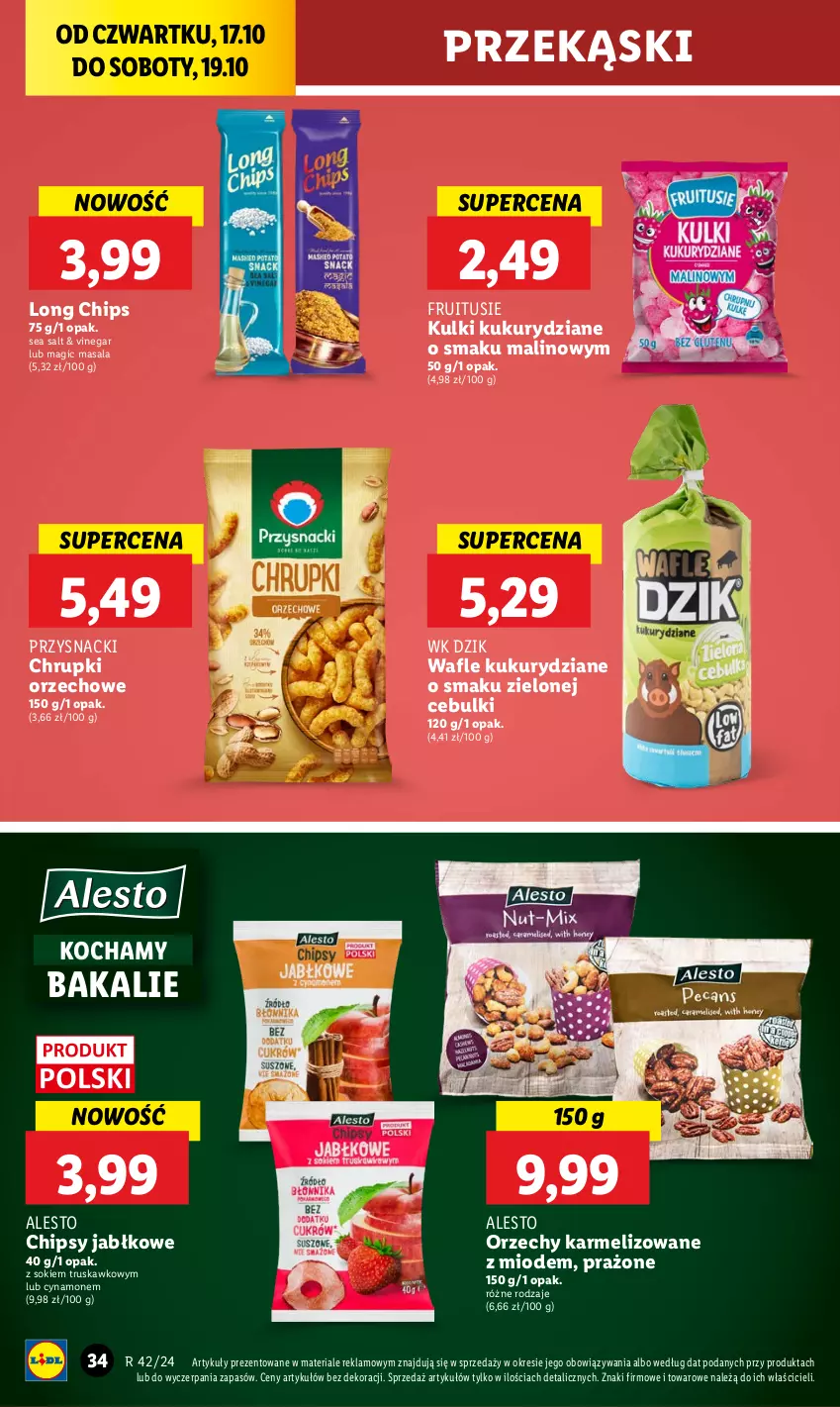 Gazetka promocyjna Lidl - GAZETKA - ważna 17.10 do 19.10.2024 - strona 40 - produkty: Chipsy, Chrupki, Koc, Przysnacki, Sok, Wafle