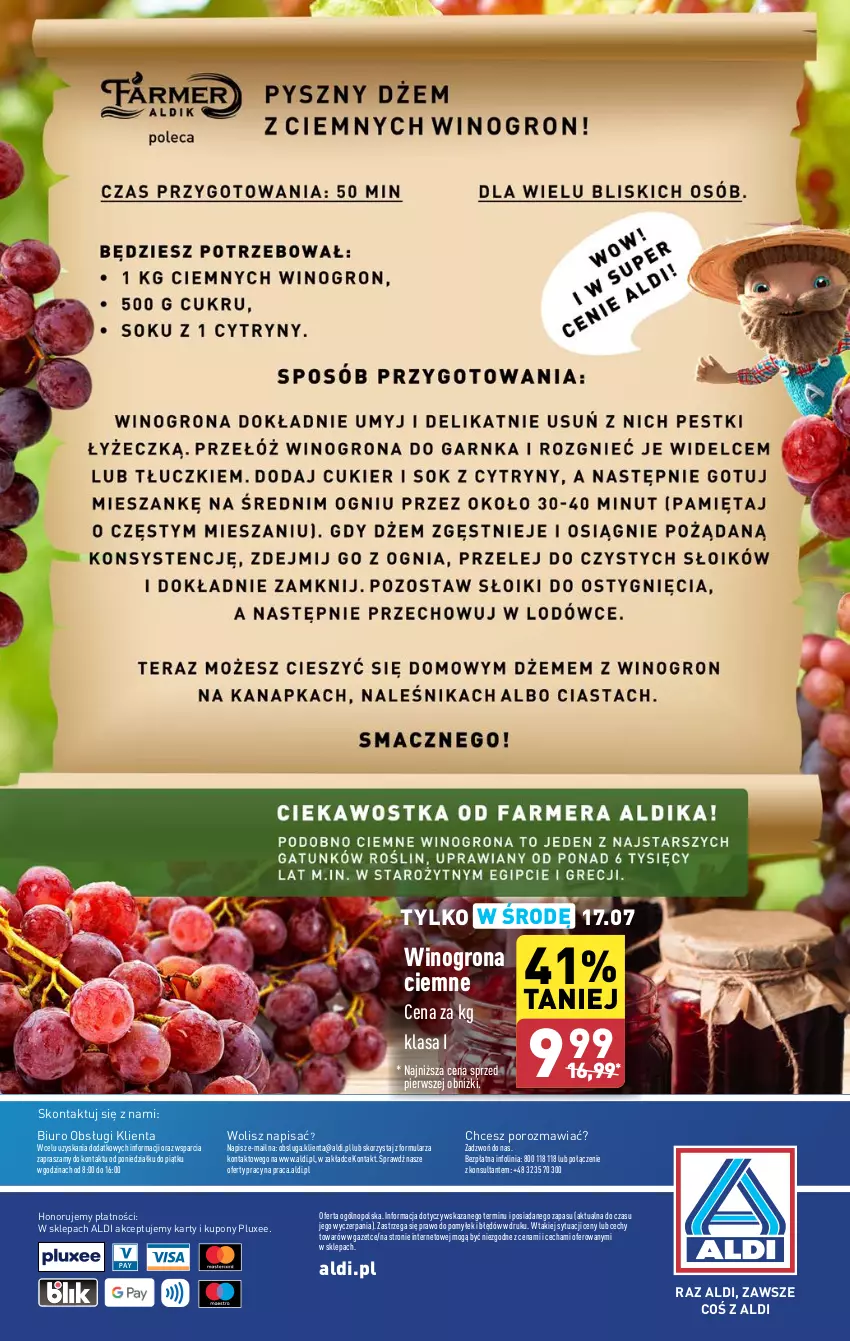 Gazetka promocyjna Aldi - Farmer ALDIK poleca świeże owoce i warzywa - ważna 15.07 do 20.07.2024 - strona 6 - produkty: Biuro, O nas, Por, Wino, Winogrona