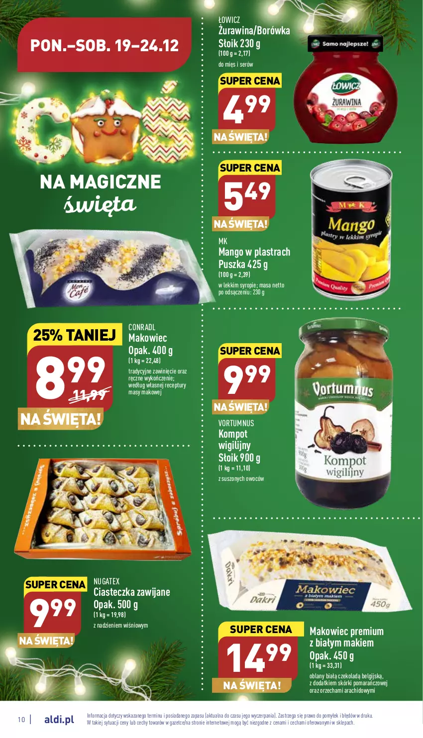 Gazetka promocyjna Aldi - Pełny katalog - ważna 19.12 do 24.12.2022 - strona 10 - produkty: Borówka, LG, Makowiec, Mango, Ser, Syrop