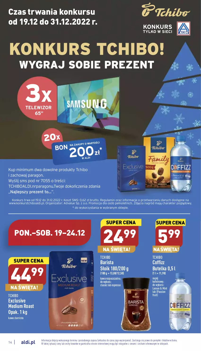 Gazetka promocyjna Aldi - Pełny katalog - ważna 19.12 do 24.12.2022 - strona 14 - produkty: Kawa, Kawa rozpuszczalna, Kawa ziarnista, Napój, Tchibo, Tchibo Barista