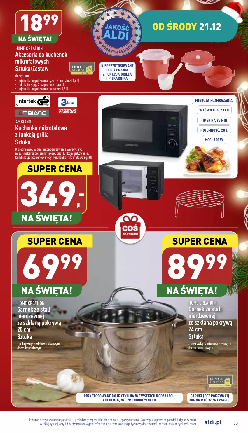 Gazetka promocyjna Aldi - Pełny katalog - ważna 19.12 do 24.12.2022 - strona 33 - produkty: Fa, Garnek, Gra, Grill, Kubek, Kuchenka mikrofalowa, Makaron, Piekarnik, Pojemnik, Ryż, Top