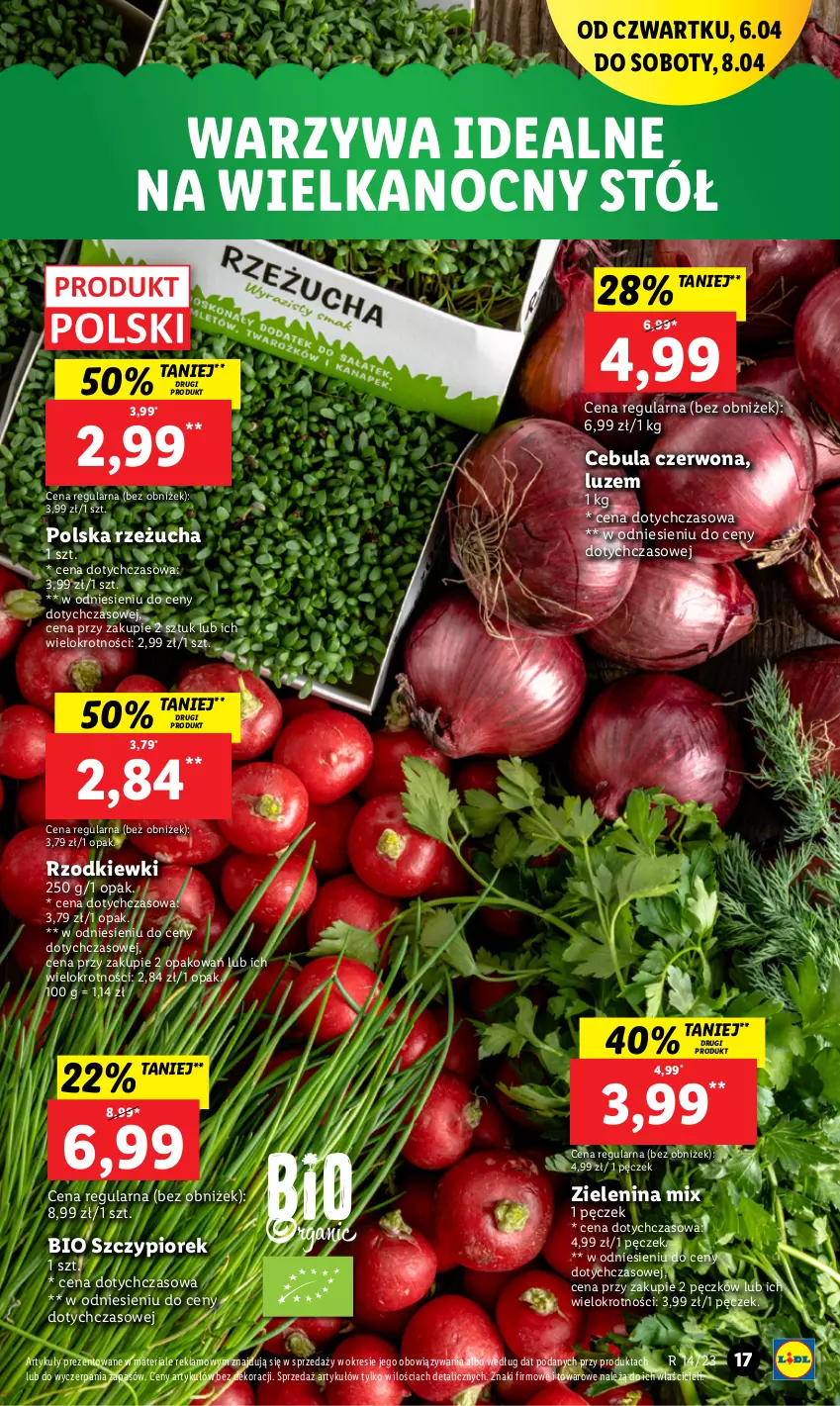 Gazetka promocyjna Lidl - GAZETKA - ważna 06.04 do 08.04.2023 - strona 17 - produkty: Cebula, Cebula czerwona, Rzeżucha, Stół, Warzywa