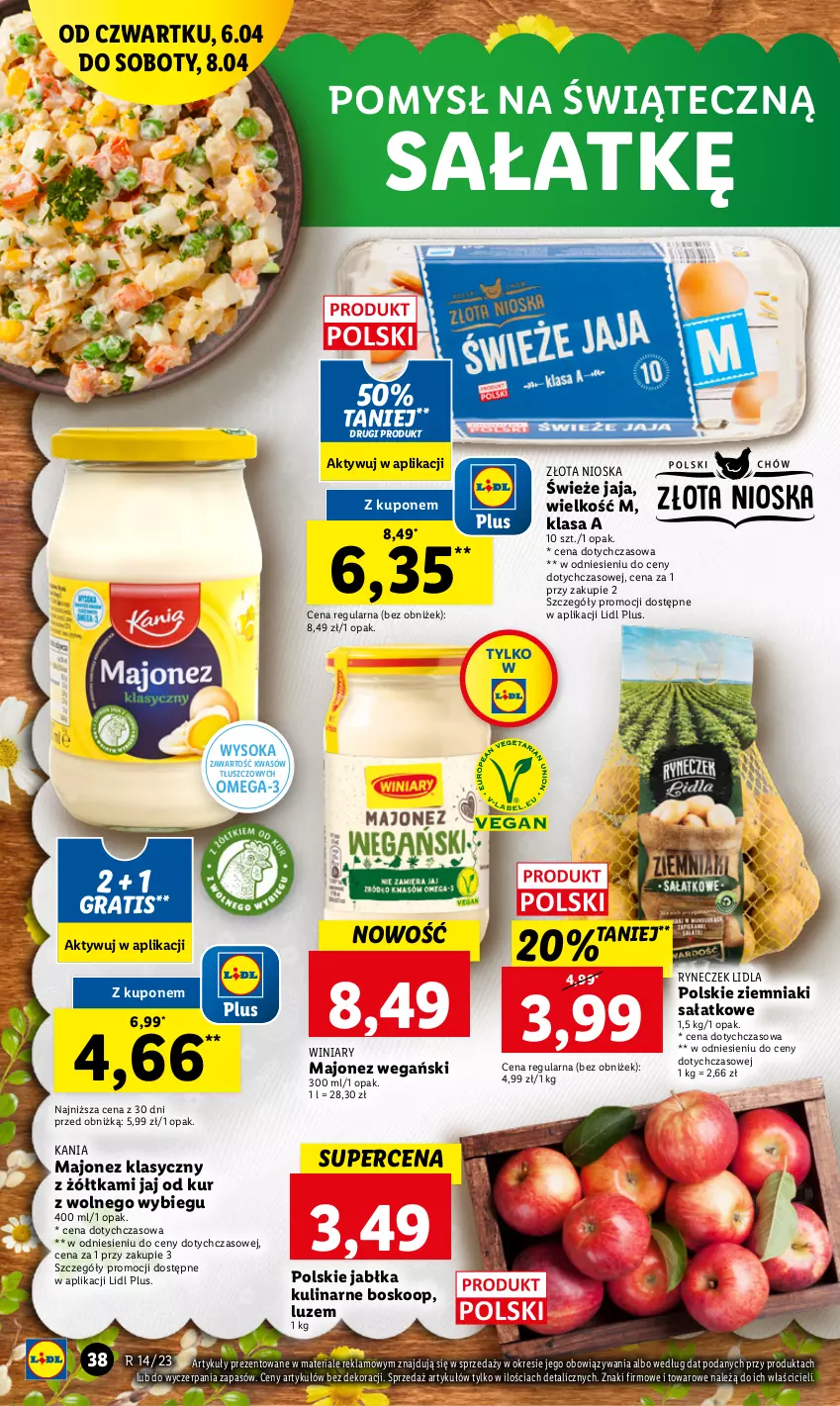 Gazetka promocyjna Lidl - GAZETKA - ważna 06.04 do 08.04.2023 - strona 40 - produkty: Gra, Jabłka, Jaja, Majonez, Omega-3, Sałat, Sok, Winiary, Ziemniaki