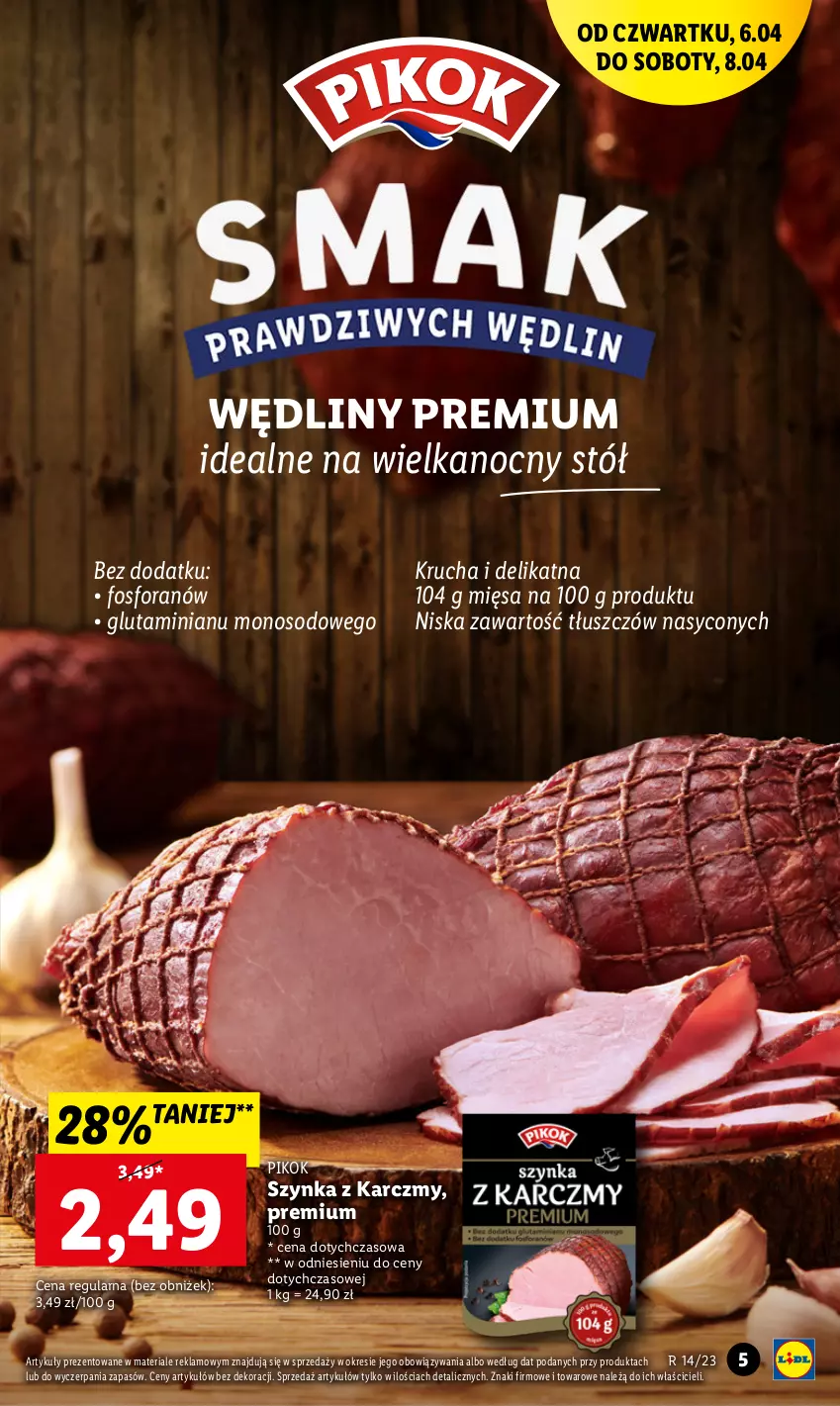 Gazetka promocyjna Lidl - GAZETKA - ważna 06.04 do 08.04.2023 - strona 5 - produkty: PIKOK, Stół, Szynka