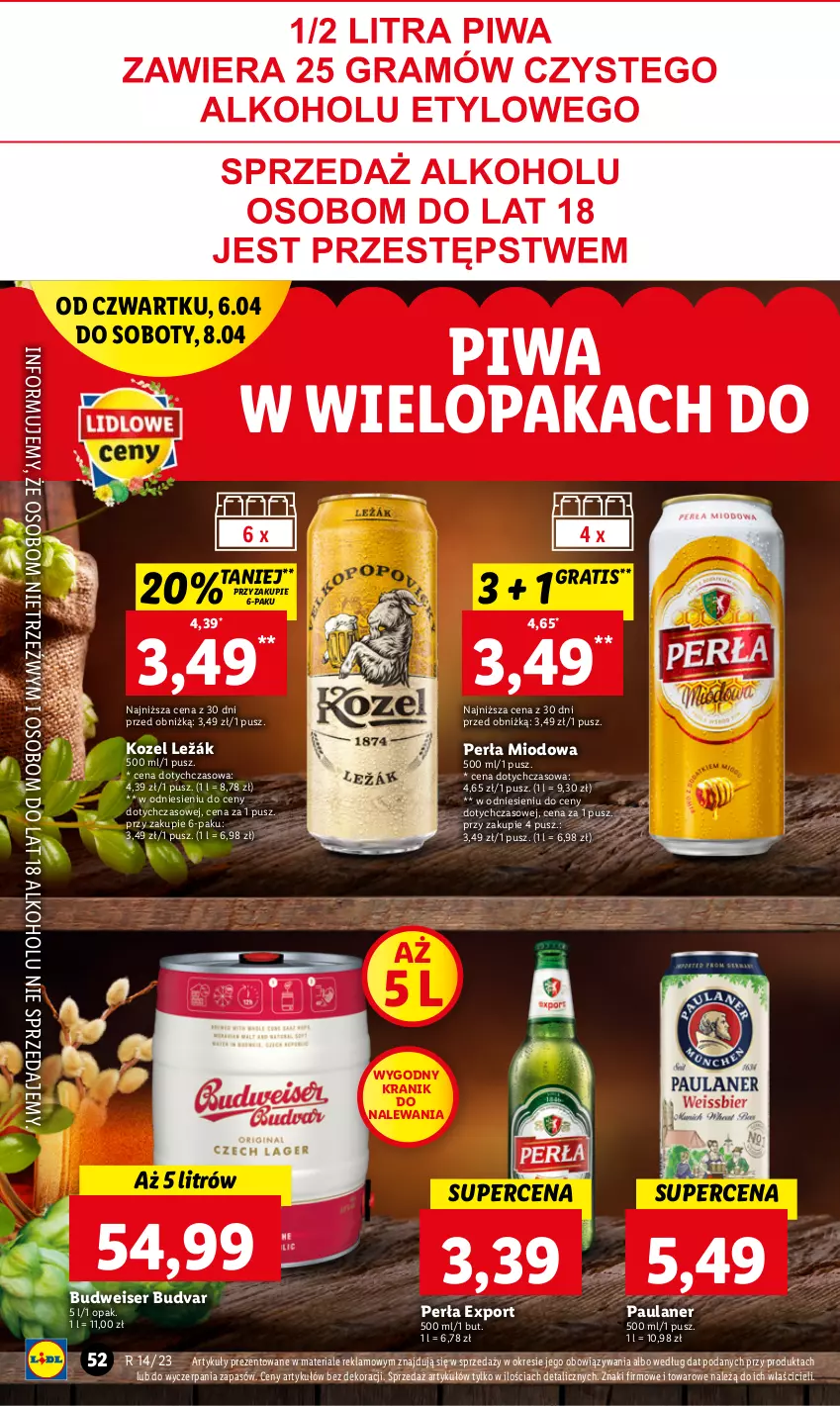 Gazetka promocyjna Lidl - GAZETKA - ważna 06.04 do 08.04.2023 - strona 54 - produkty: Carlsberg, Gra, Heineken, Kasztelan, Kozel, Perła, Piwa, Por, Ser, Tyskie