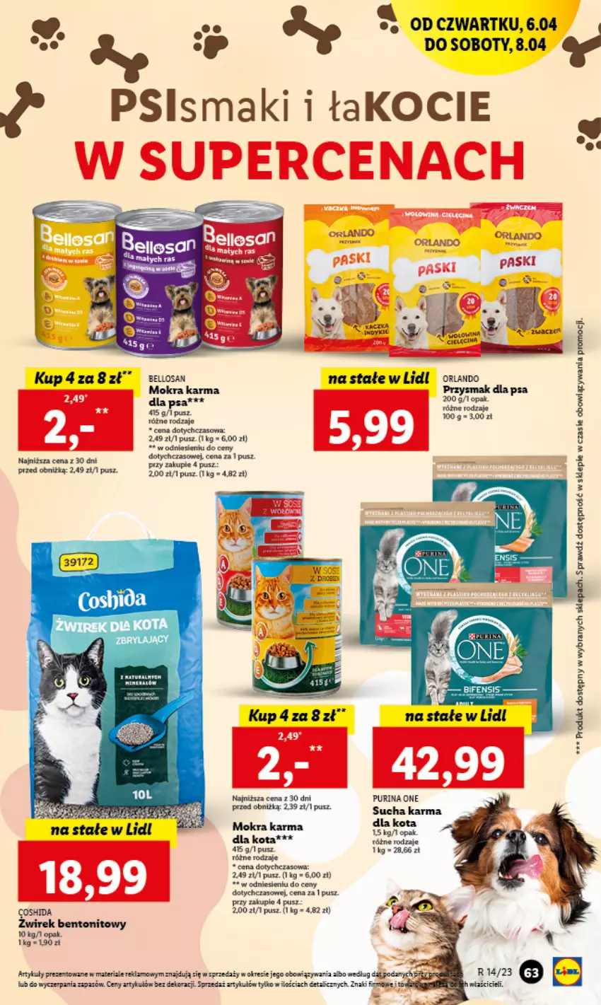 Gazetka promocyjna Lidl - GAZETKA - ważna 06.04 do 08.04.2023 - strona 65 - produkty: Bell, Koc, Mokra karma, Przysmak dla psa, Pur, Purina, Sucha karma