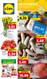 Gazetka promocyjna Lidl - GAZETKA - Gazetka - ważna od 08.04 do 08.04.2023 - strona 1 - produkty: Gra, Szynka wieprzowa, Tulipan, Jaja, Truskawki, Szynka, PIKOK, Bukiet, Kiełbasa biała, Olej, Kiełbasa, Kinder