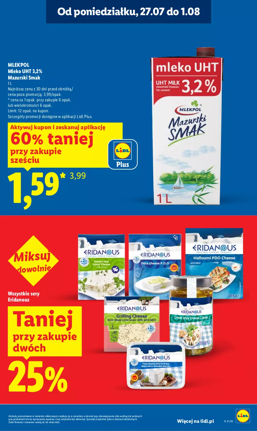 Gazetka promocyjna Lidl - Gazetka ważna od 27.07 do 29.07 - ważna 27.07 do 29.07.2026 - strona 13 - produkty: Mleko, Ser