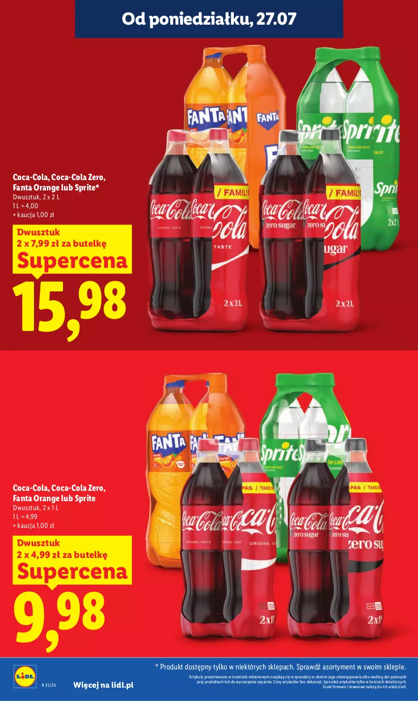 Gazetka promocyjna Lidl - Gazetka ważna od 27.07 do 29.07 - ważna 27.07 do 29.07.2026 - strona 24 - produkty: Coca-Cola, Fa, Fanta, Sprite