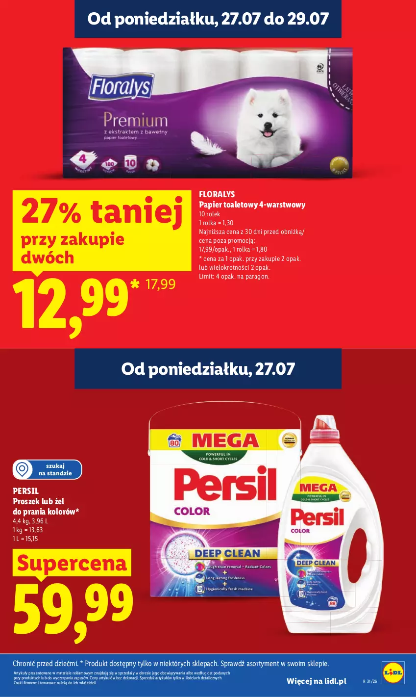 Gazetka promocyjna Lidl - Gazetka ważna od 27.07 do 29.07 - ważna 27.07 do 29.07.2026 - strona 27 - produkty: Flora, Papier, Papier toaletowy, Persil