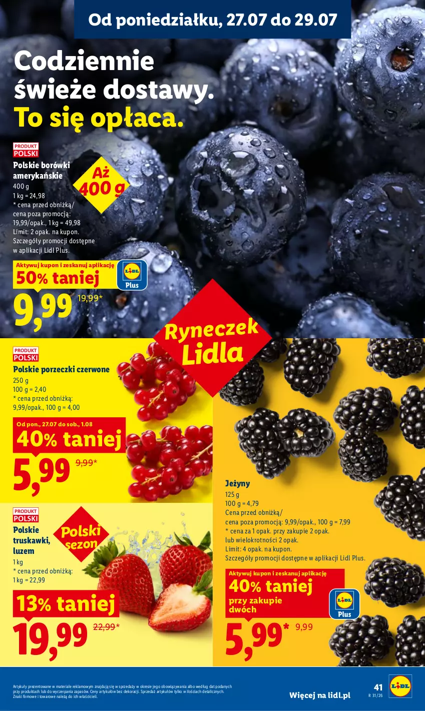 Gazetka promocyjna Lidl - Gazetka ważna od 27.07 do 29.07 - ważna 27.07 do 29.07.2026 - strona 43 - produkty: Jeżyny, Por, Porzeczki czerwone, Truskawki