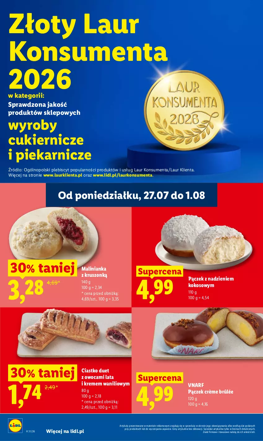 Gazetka promocyjna Lidl - Gazetka ważna od 27.07 do 29.07 - ważna 27.07 do 29.07.2026 - strona 54 - produkty: Crème brûlée, Cukier, Kokos, Laur, Pączek