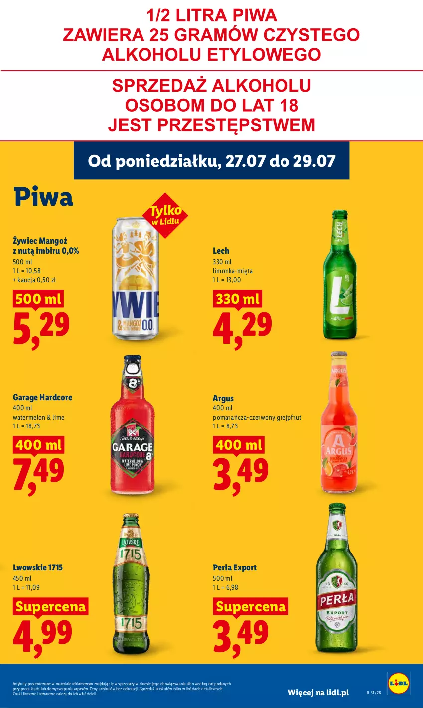 Gazetka promocyjna Lidl - Gazetka ważna od 27.07 do 29.07 - ważna 27.07 do 29.07.2026 - strona 73 - produkty: Grejpfrut, Imbir, Limonka, Mango, Melon, Mięta, Perła, Piwa, Por