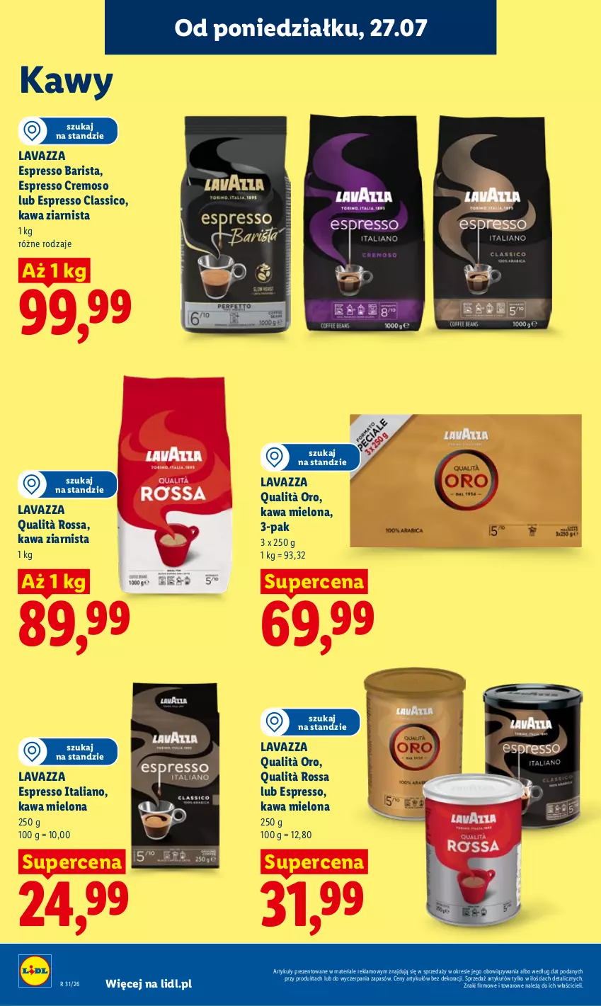 Gazetka promocyjna Lidl - Gazetka ważna od 27.07 do 29.07 - ważna 27.07 do 29.07.2026 - strona 76 - produkty: Kawa, Kawa mielona, Kawa ziarnista, Lavazza