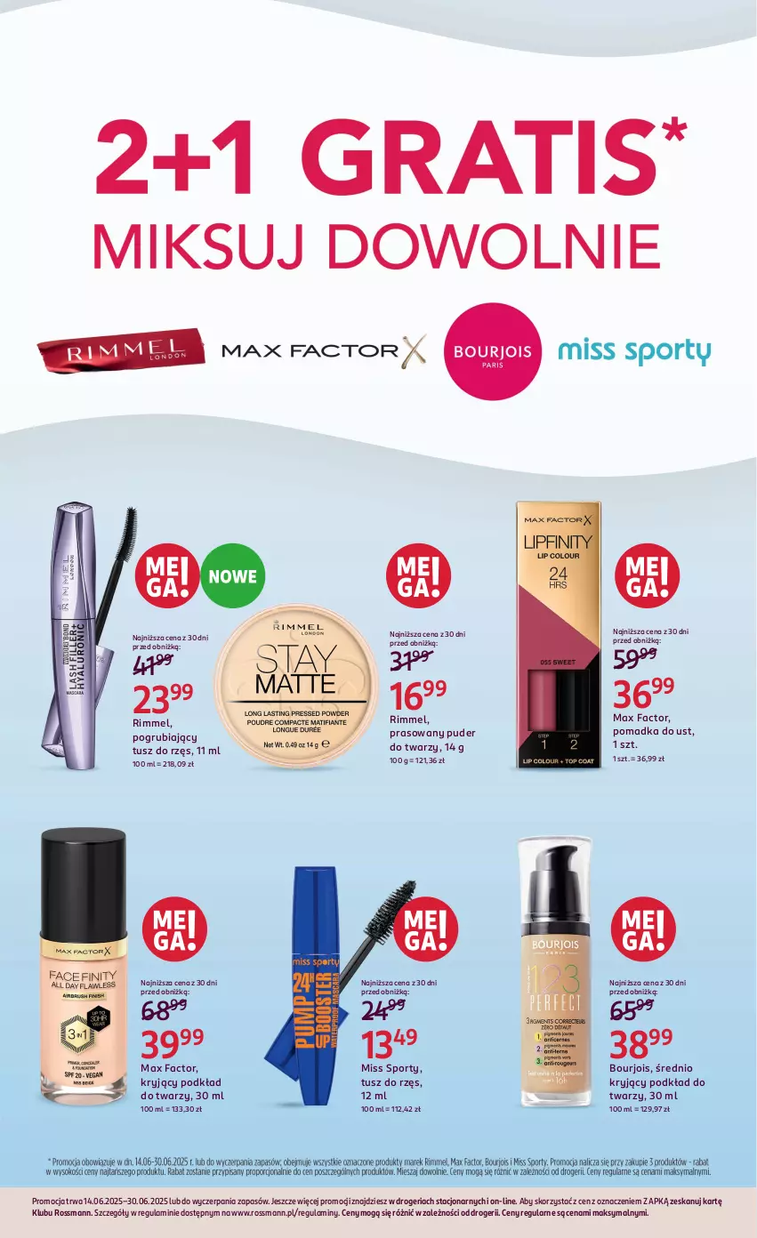 Gazetka promocyjna Rossmann - 14 czerwca - ważna 14.06 do 30.06.2025 - strona 17 - produkty: Bourjois, Fa, Max Factor, Miss Sporty, Podkład, Podkład do twarzy, Por, Puder, Puder do twarzy, Sport, Tusz