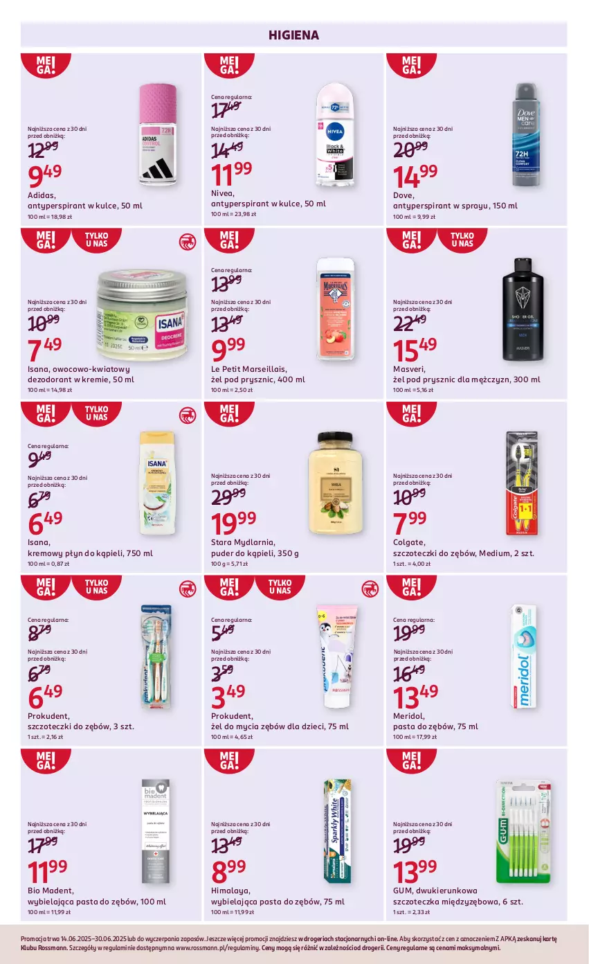 Gazetka promocyjna Rossmann - 14 czerwca - ważna 14.06 do 30.06.2025 - strona 3 - produkty: Adidas, Antyperspirant, Colgate, Dezodorant, Dove, Dzieci, Himalaya, Isana, LG, Mars, Nivea, Pasta do zębów, Płyn do kąpieli, Prokudent, Puder, Puder do kąpieli, Szczoteczka