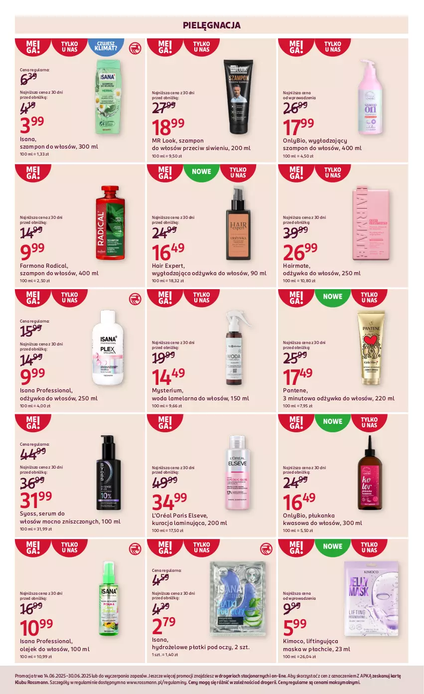 Gazetka promocyjna Rossmann - 14 czerwca - ważna 14.06 do 30.06.2025 - strona 7 - produkty: Elseve, Fa, Hydrożelowe płatki pod oczy, Isana, L’Oréal, Maska, Maska w płachcie, Odżywka, Olej, Pantene, Rum, Ser, Serum, Serum do włosów, Syoss, Szampon, Woda