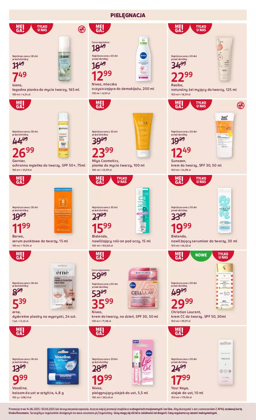 Gazetka promocyjna Rossmann - 14 czerwca - ważna 14.06 do 30.06.2025 - strona 8 - produkty: Balsam do ust, Bielenda, Garnier, Isana, Krem do twarzy, Kret, Laur, Makijaż, Mgiełka do twarzy, Miya Cosmetics, Mleczko, Nivea, Olej, Pianka do mycia twarzy, Rum, Ser, Serum