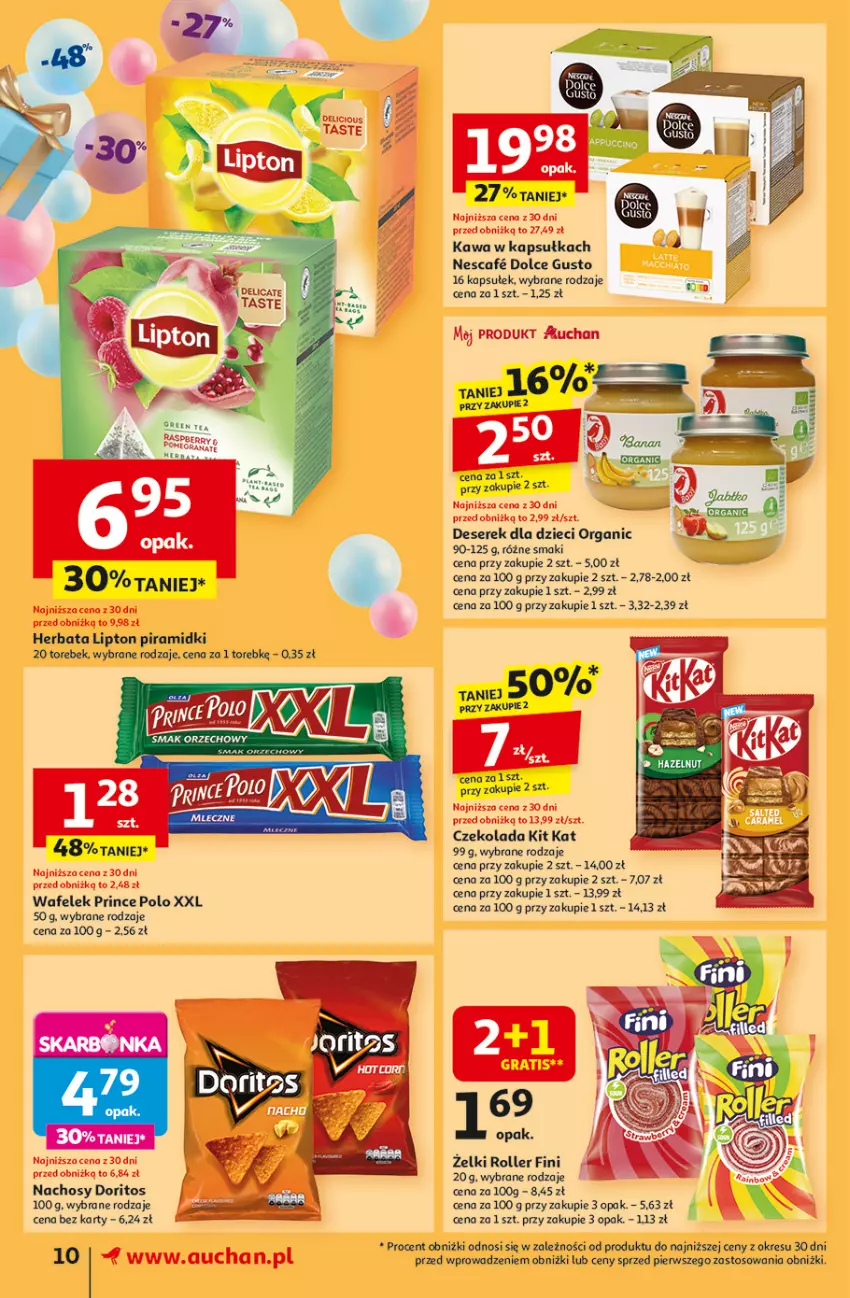 Gazetka promocyjna Auchan - Te URODZINY są NAJ Supermarket - ważna 08.05 do 14.05.2025 - strona 12 - produkty: Czekolada, Deser, Dolce Gusto, Dzieci, Gra, Granat, Herbata, Kawa, Kit Kat, LG, Lipton, Roller, Ser, Serek