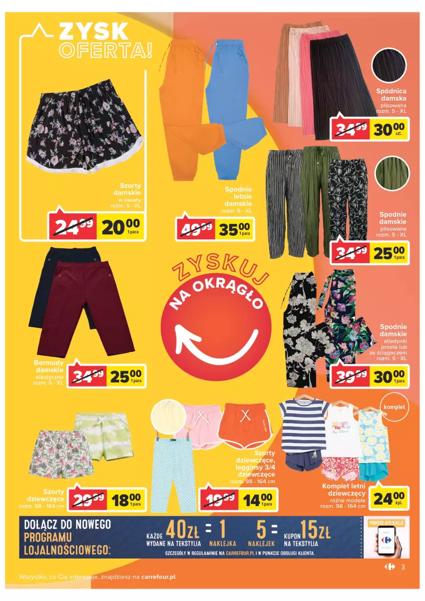 Gazetka promocyjna Carrefour - Gazetka Zyskuj na okrągło - ważna 05.07 do 16.07.2022 - strona 3 - produkty: Bermudy, Gin, Gra, Klej, Legginsy, Spódnica, Spodnie, Szorty