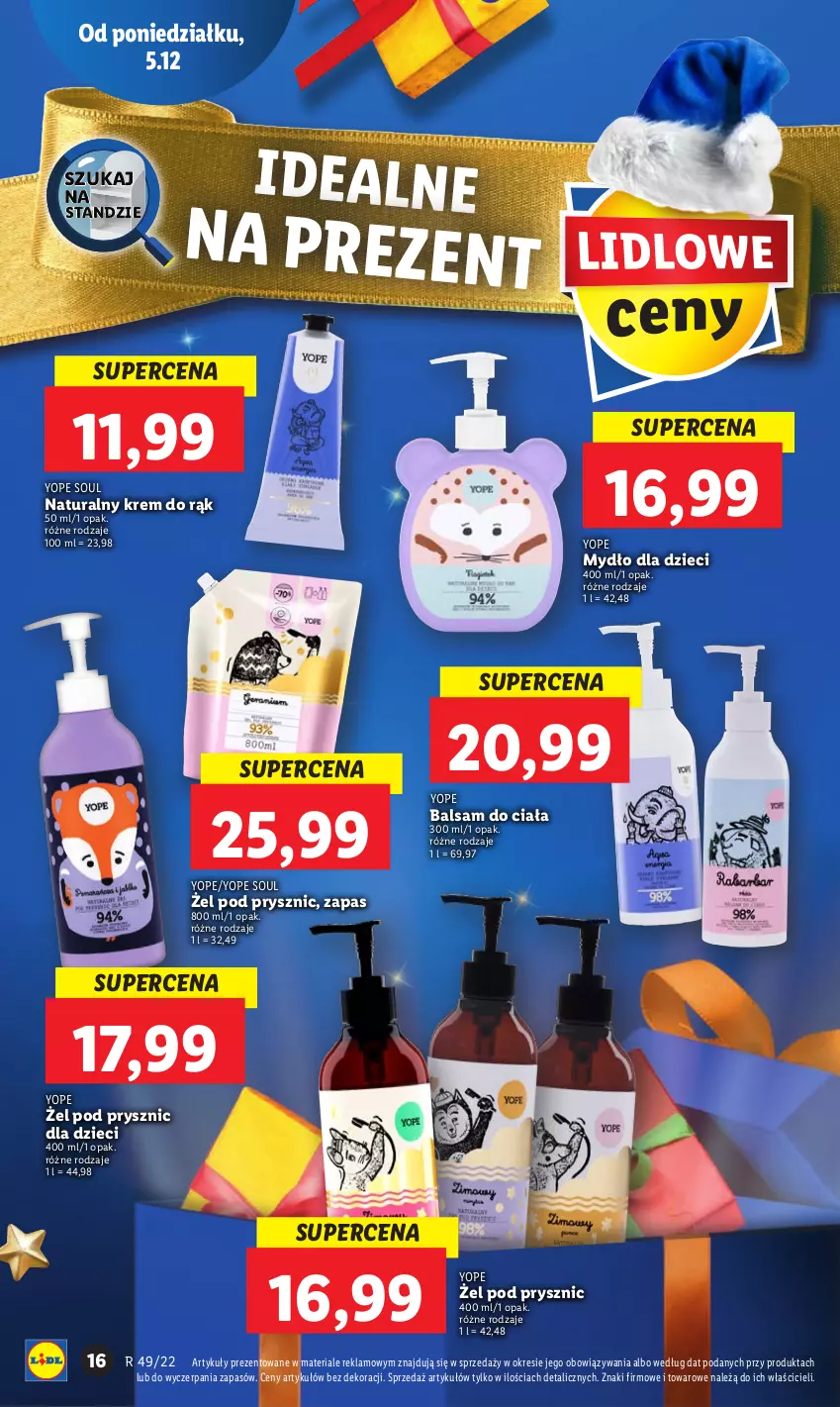 Gazetka promocyjna Lidl - GAZETKA - ważna 05.12 do 07.12.2022 - strona 16 - produkty: Balsam do ciała, Dzieci, Krem do rąk, Mydło, Yope