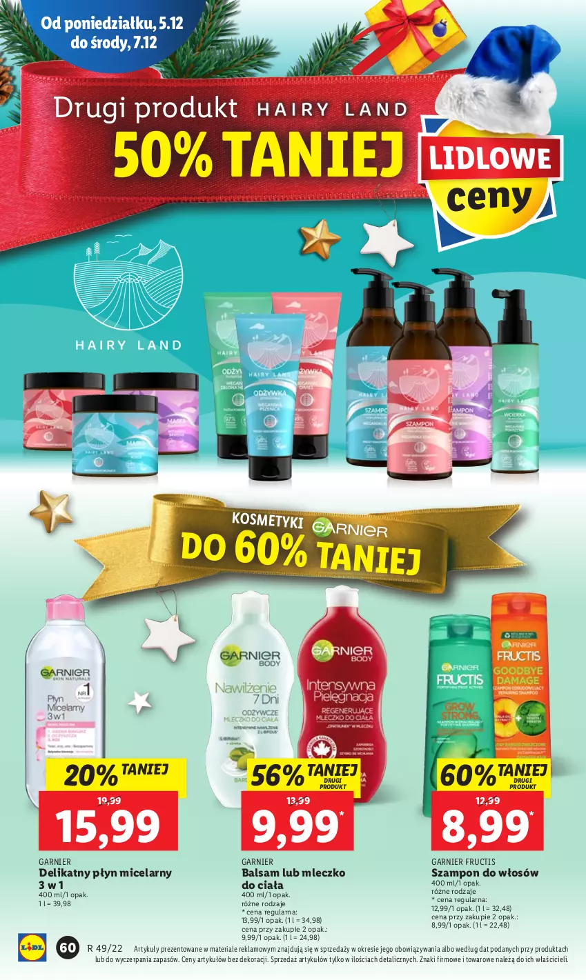 Gazetka promocyjna Lidl - GAZETKA - ważna 05.12 do 07.12.2022 - strona 66 - produkty: Fructis, Garnier, Mleczko, Mleczko do ciała, Płyn micelarny, Szampon