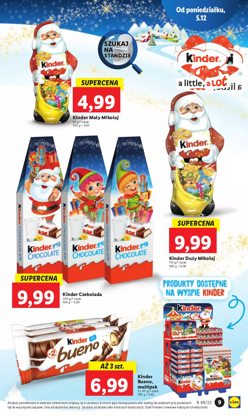 Gazetka promocyjna Lidl - GAZETKA - ważna 05.12 do 07.12.2022 - strona 9 - produkty: Czekolada, Kinder, Kinder Bueno