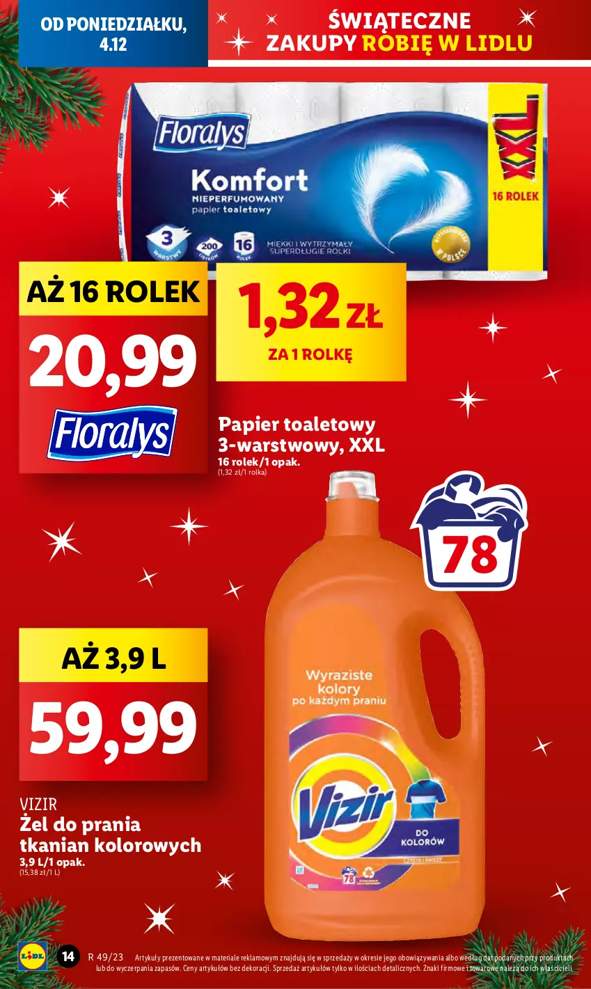 Gazetka promocyjna Lidl - GAZETKA - ważna 04.12 do 06.12.2023 - strona 14 - produkty: Papier, Papier toaletowy, Vizir