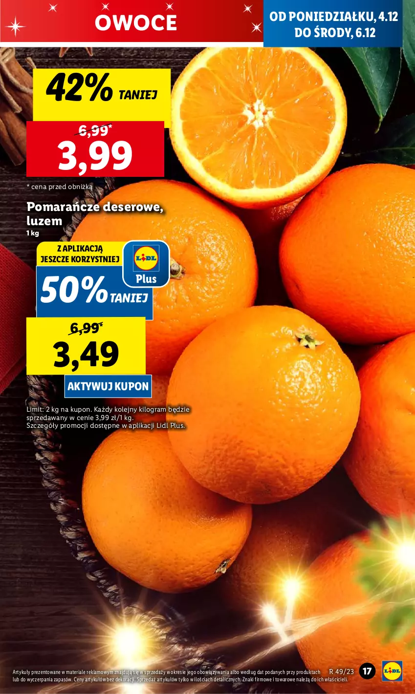 Gazetka promocyjna Lidl - GAZETKA - ważna 04.12 do 06.12.2023 - strona 21 - produkty: Deser, Gra, Olej, Owoce, Pomarańcze, Ser, Warzywa, Warzywa i owoce