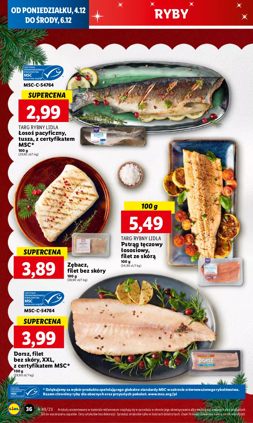 Gazetka promocyjna Lidl - GAZETKA - ważna 04.12 do 06.12.2023 - strona 42 - produkty: Dorsz, Pstrąg, Pstrąg tęczowy, Sos, Tusz